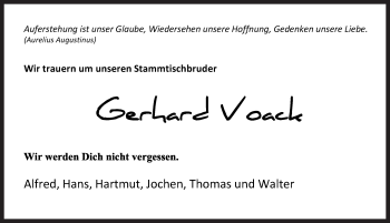 Traueranzeige von Gerhard Voack von Pegnitz-Zeitung